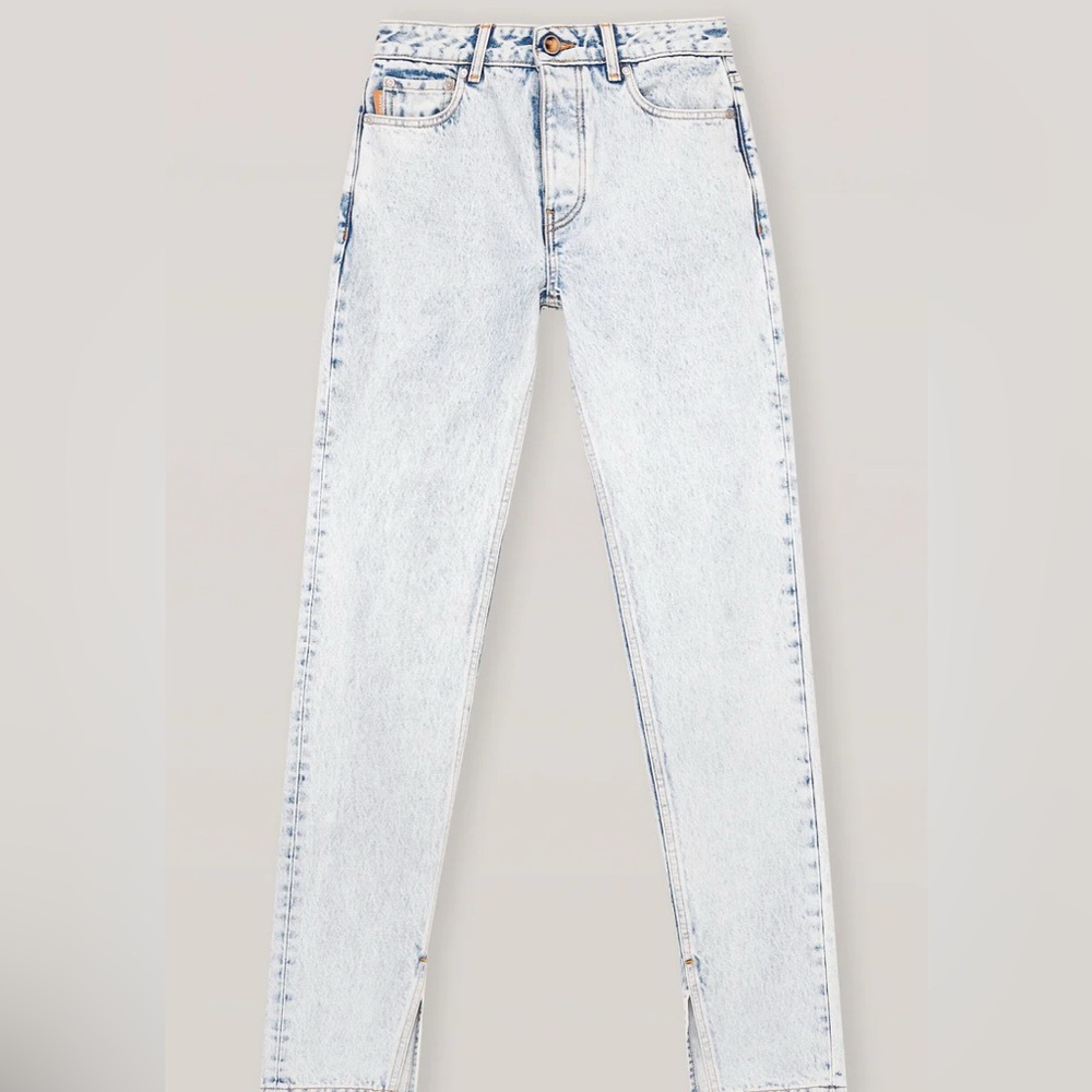 Ganni washed mid rise slim light blue denim jeans size 31